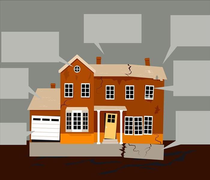 Cartoon Picture of a House with a Cracked Foundation