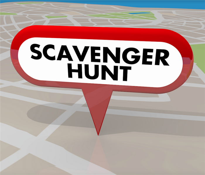 pinpoint on a map saying "scavenger hunt"